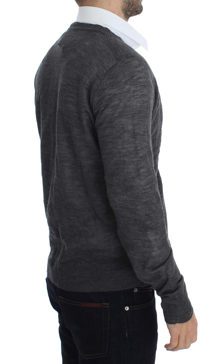 Costume National Gray Wool Button Cardigan Men's Sweater