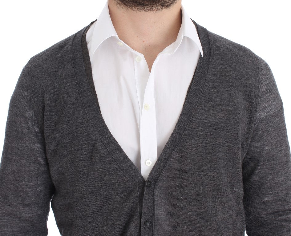 Costume National Gray Wool Button Cardigan Men's Sweater