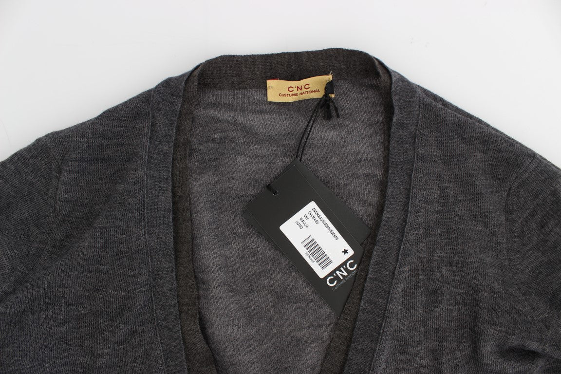 Costume National Gray Wool Button Cardigan Men's Sweater