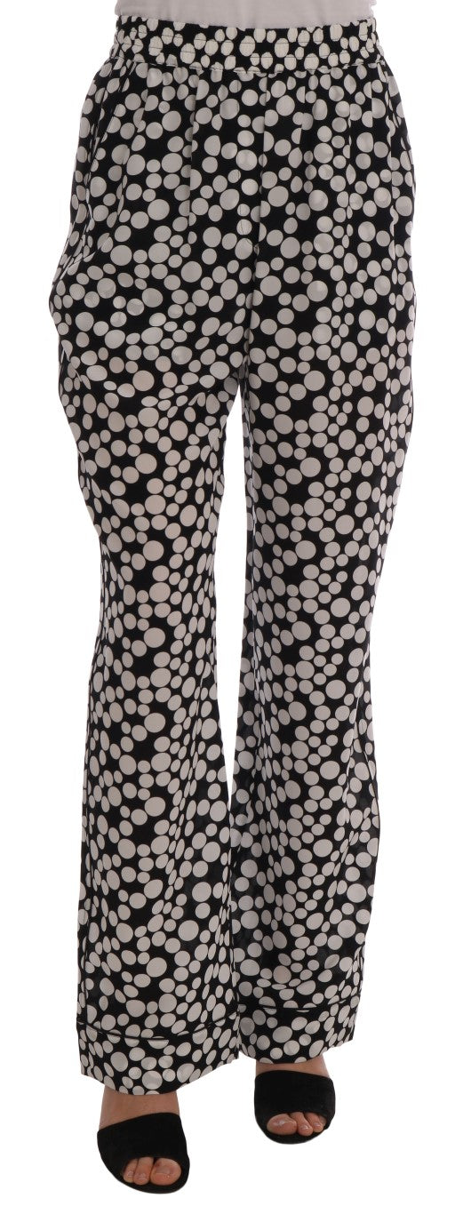 Dolce & Gabbana Black White Polka Dottes Silk Women's Pants