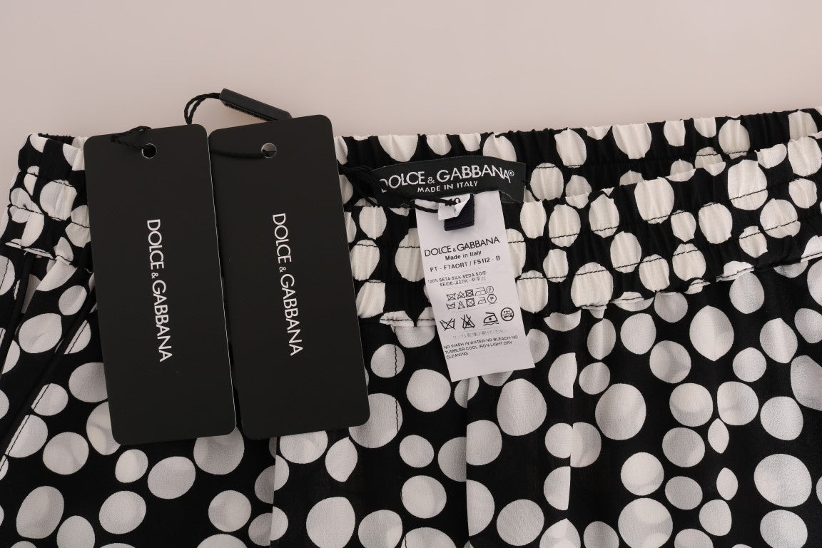 Dolce & Gabbana Black White Polka Dottes Silk Women's Pants
