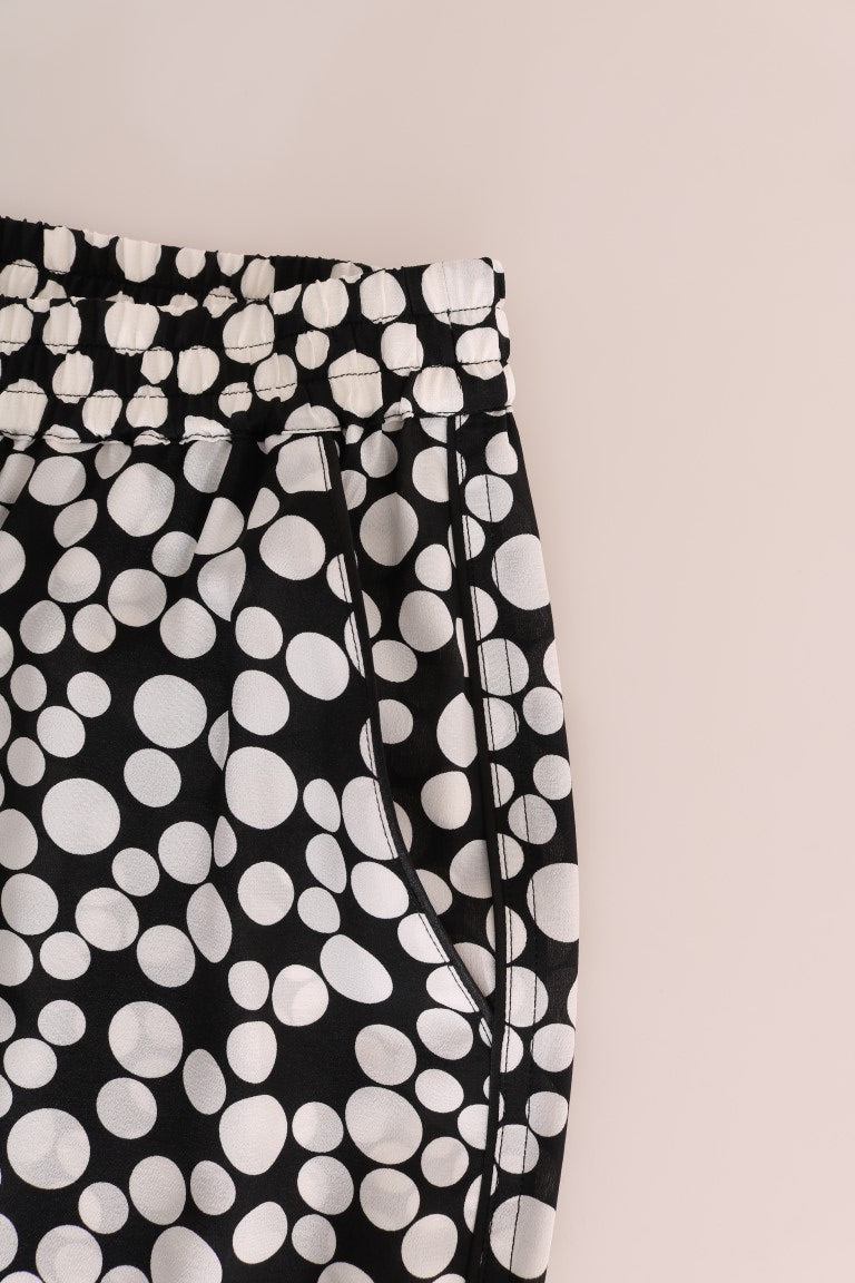 Dolce & Gabbana Black White Polka Dottes Silk Women's Pants