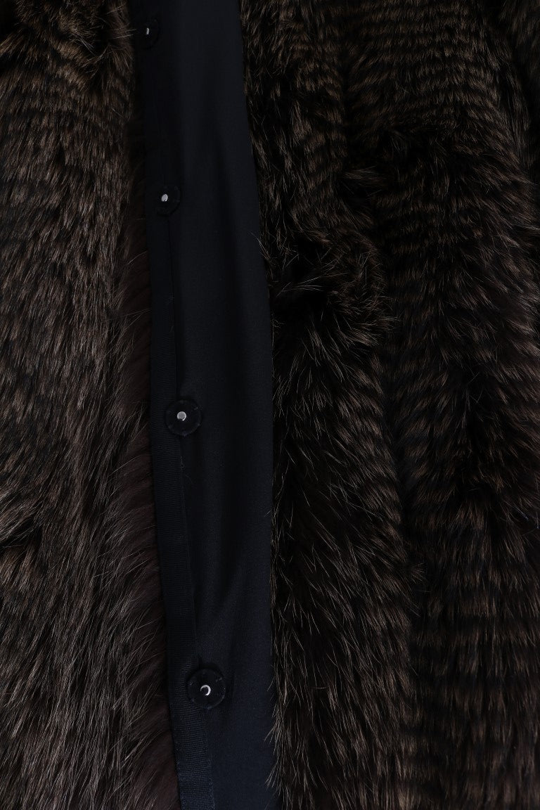 Dolce & Gabbana Brown Raccoon Fur Coat Women's Jacket