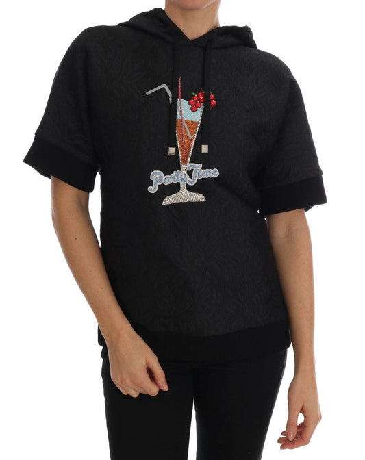 Dolce & Gabbana Black Fairy Tale Crystal Hooded Women's Sweater