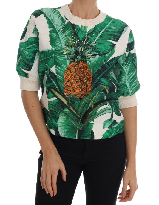 Dolce & Gabbana Pineapple Banana Sequins Crewneck Women's Sweater