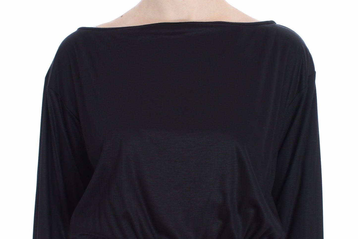 Versace Jeans Black Modal Silk Shift Knee Women's Dress