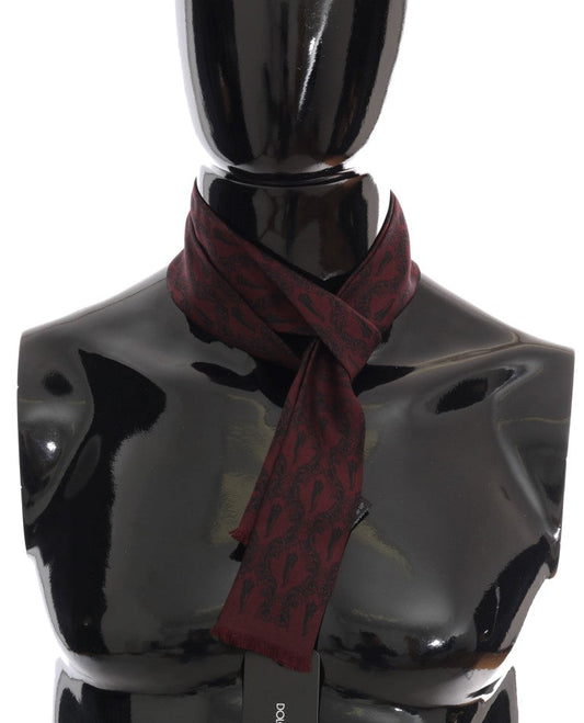 Dolce & Gabbana Bordeaux Silk Crown Chili Men's Scarf