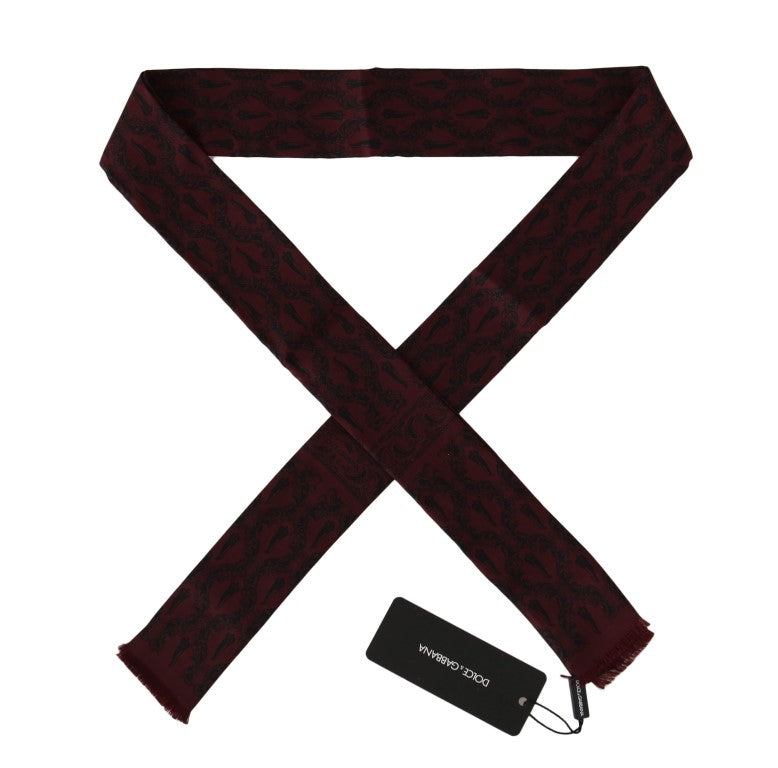 Dolce & Gabbana Bordeaux Silk Crown Chili Men's Scarf