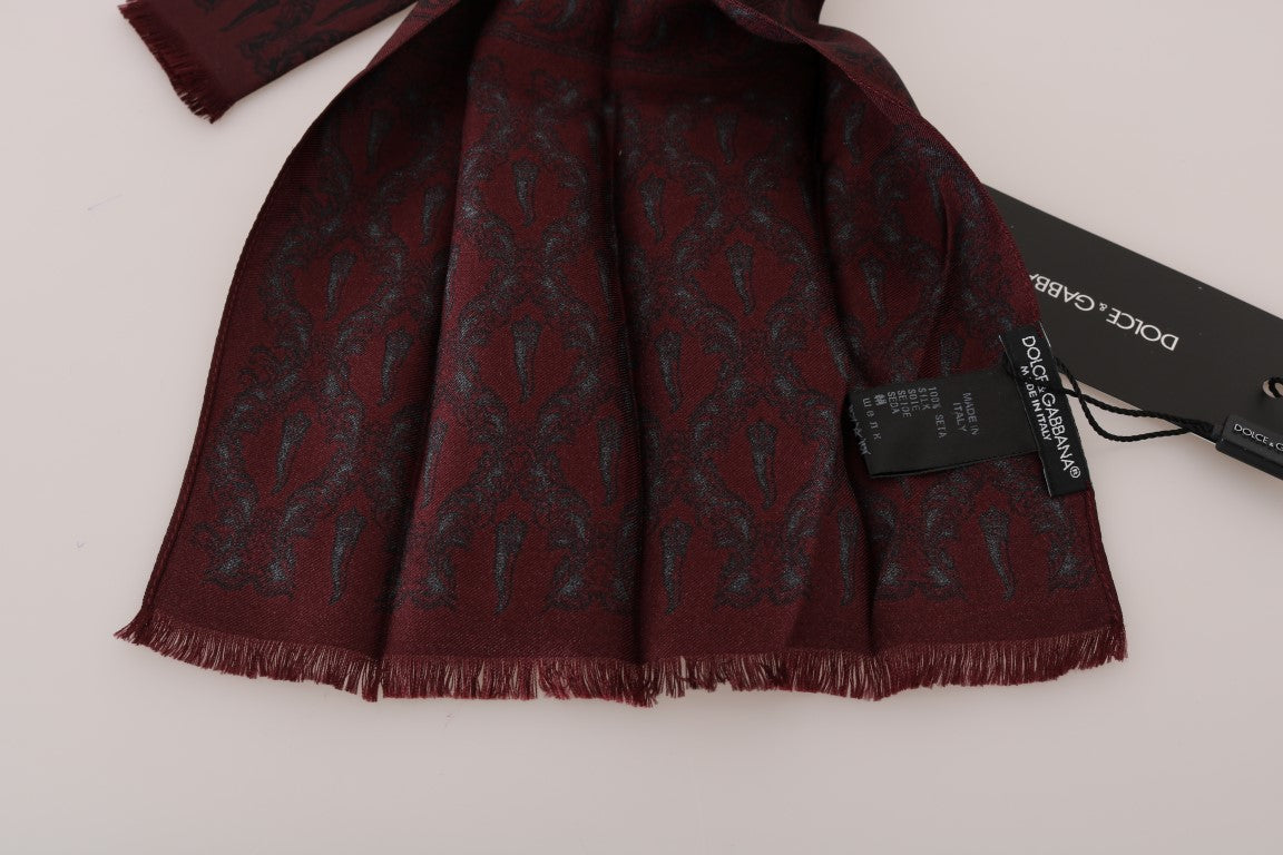 Dolce & Gabbana Bordeaux Silk Crown Chili Men's Scarf