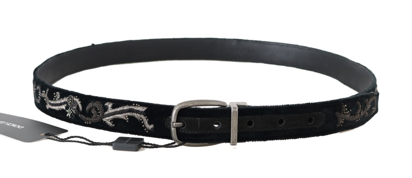 Dolce & Gabbana Black Cotton Royal Bee Embroidery Men's Belt