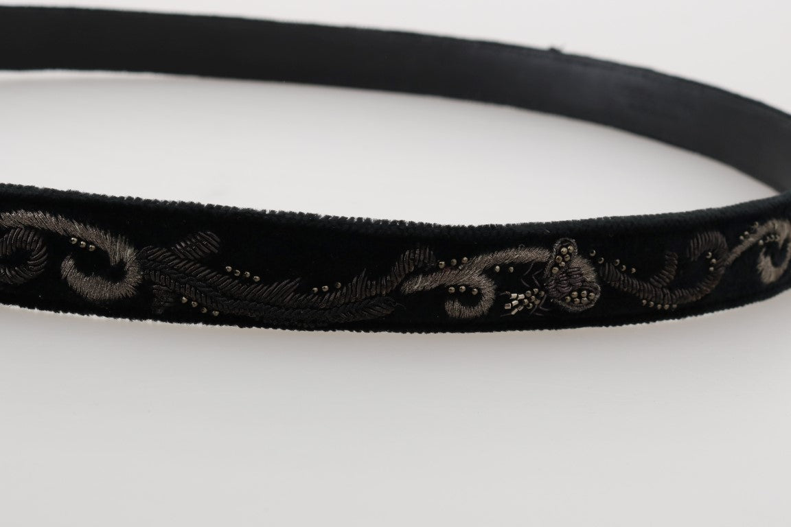 Dolce & Gabbana Black Cotton Royal Bee Embroidery Men's Belt