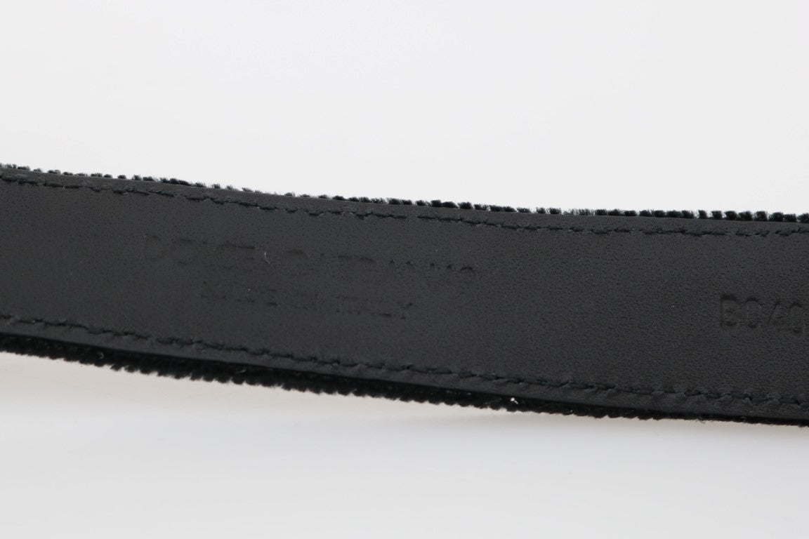 Dolce & Gabbana Black Cotton Royal Bee Embroidery Men's Belt