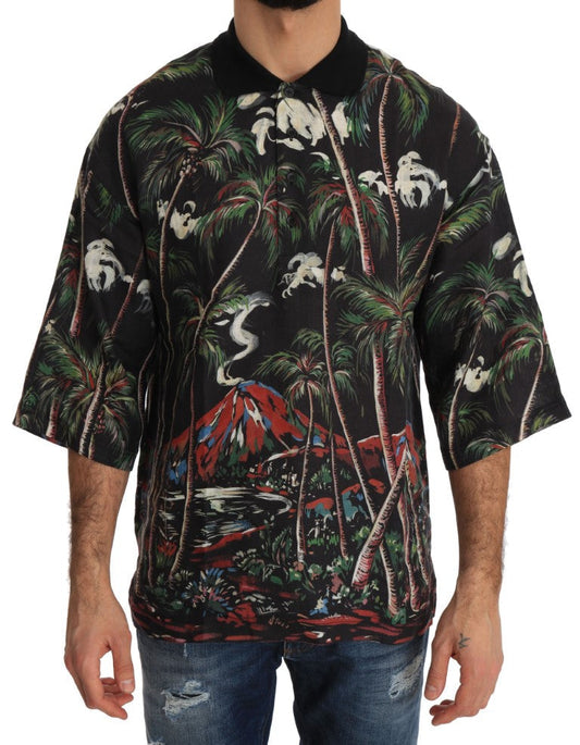 Dolce & Gabbana Black Volcano Sicily Short Sleeve Men's T-Shirt