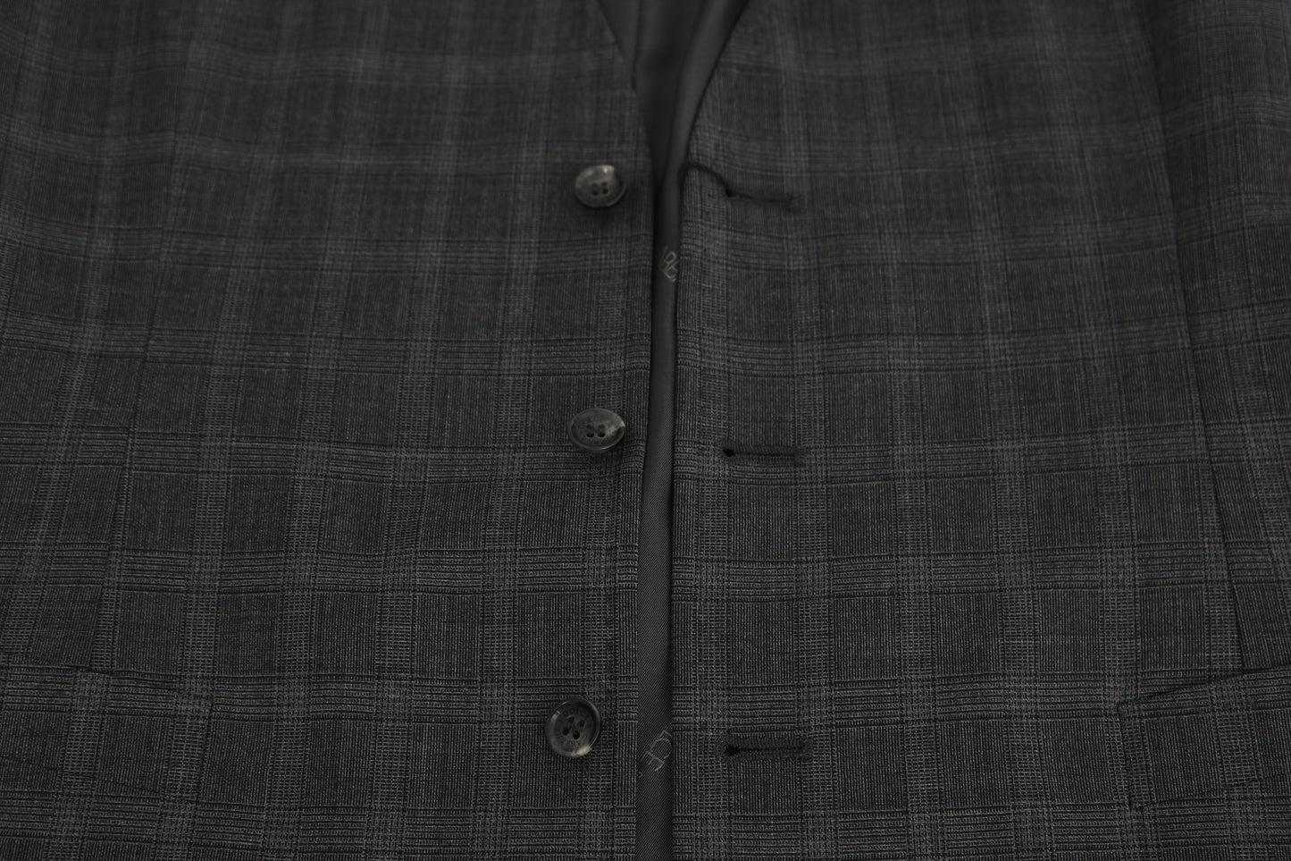 Dolce & Gabbana Gray Wool STAFF Checkered Stretch Men's Vest