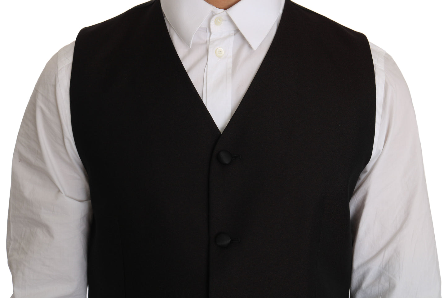 Dolce & Gabbana Black Silk Dress Men's Waistcoat