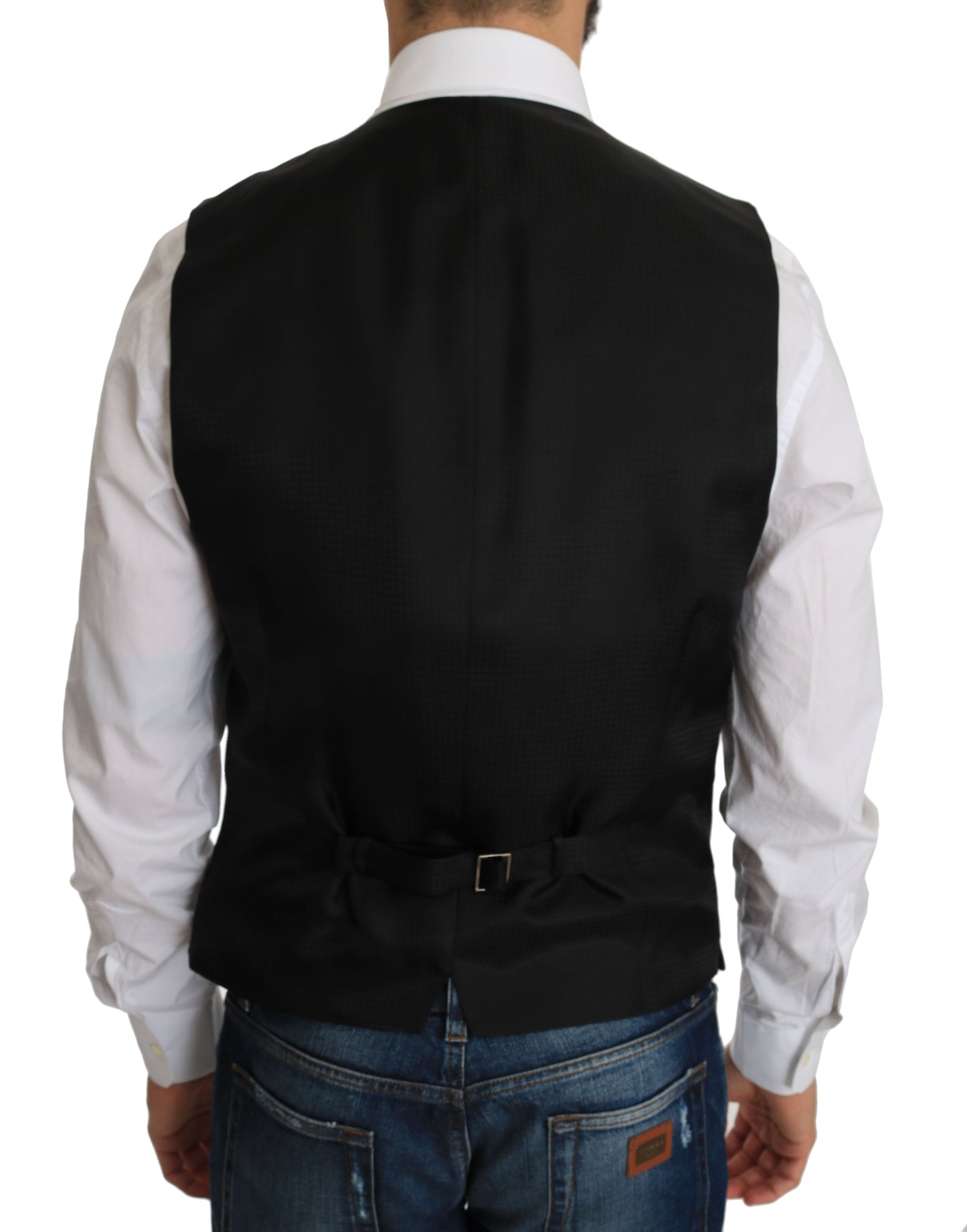 Dolce & Gabbana Black Silk Dress Men's Waistcoat