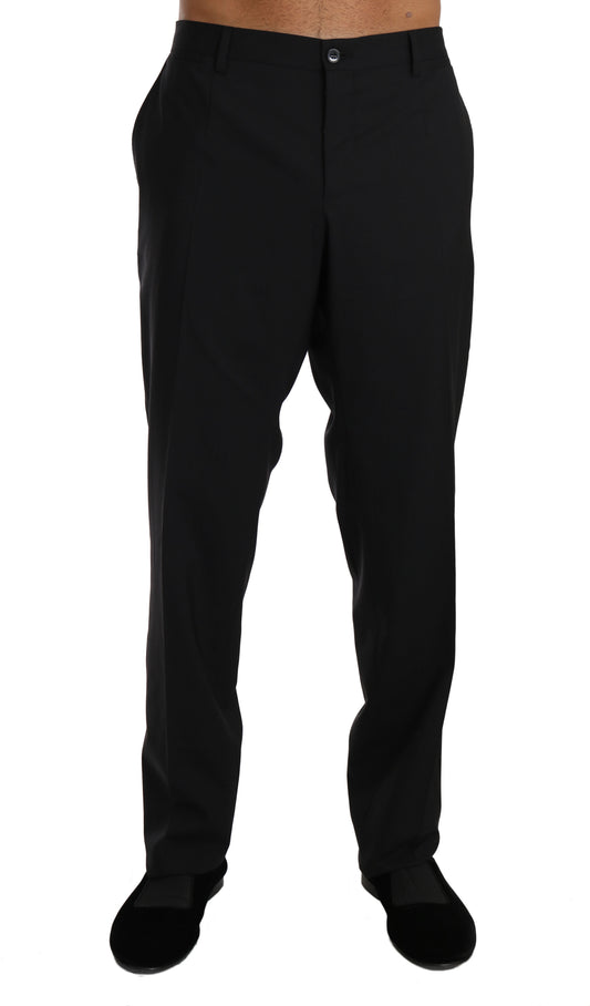 Dolce & Gabbana Black Wool Stretch Formal Men's Trousers