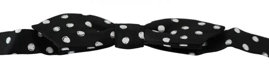 Dolce & Gabbana Black Polka Dots Adjustable Neck Bow Men's Tie