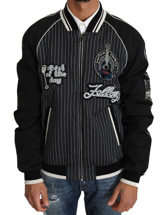 Dolce & Gabbana Black DD58 SG62 Sequined Beaded Men's Jacket