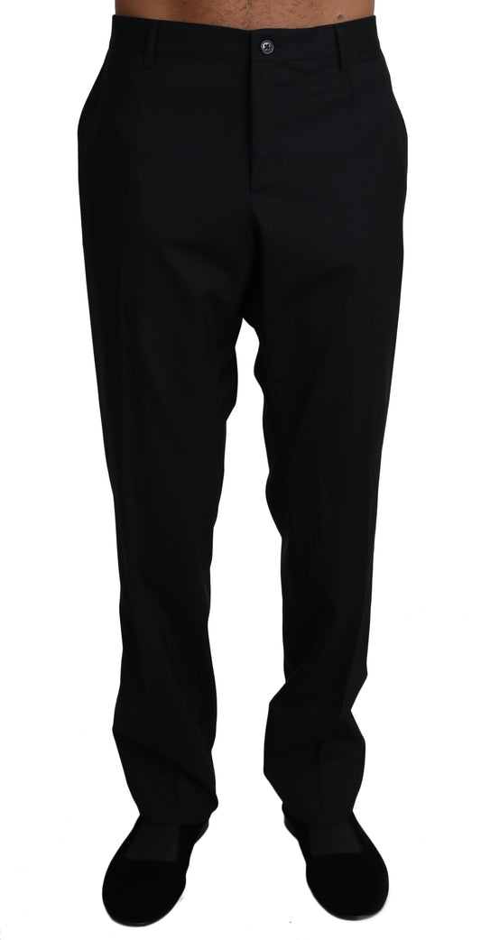 Dolce & Gabbana Black Wool Stretch Dress Trousers Men's Pants