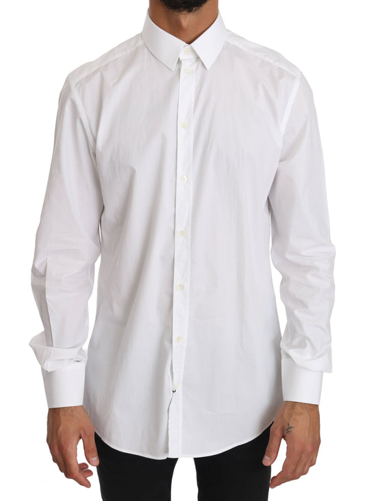 Dolce & Gabbana White Cotton GOLD Dress Men's Shirt