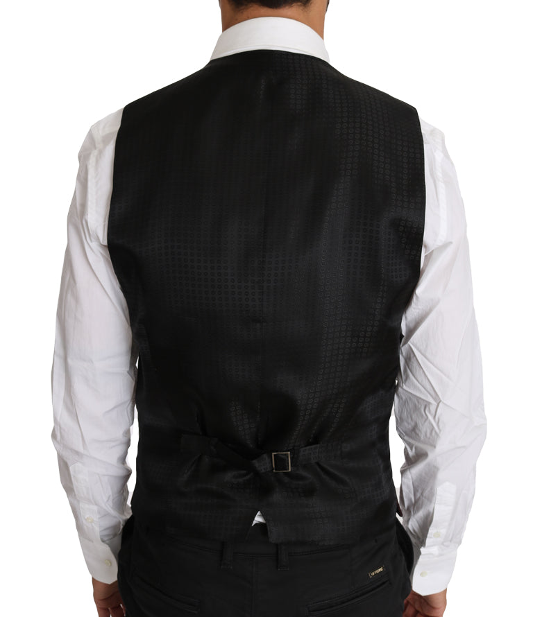 Dolce & Gabbana Purple Pattern Wool Silk Waistcoat Men's Vest