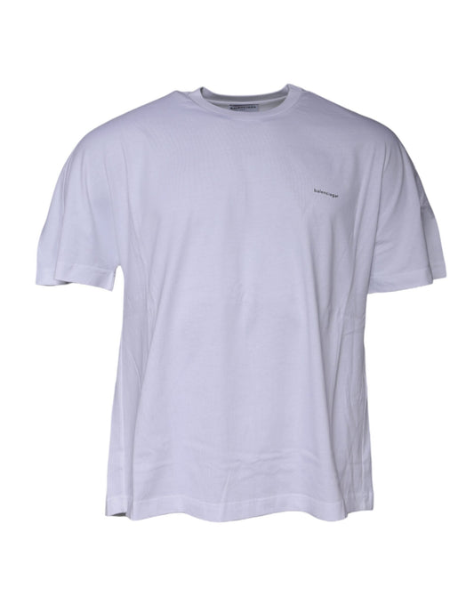 Balenciaga White Logo Cotton Crew Neck Short Sleeves Men's T-shirt (Pre-Owned)