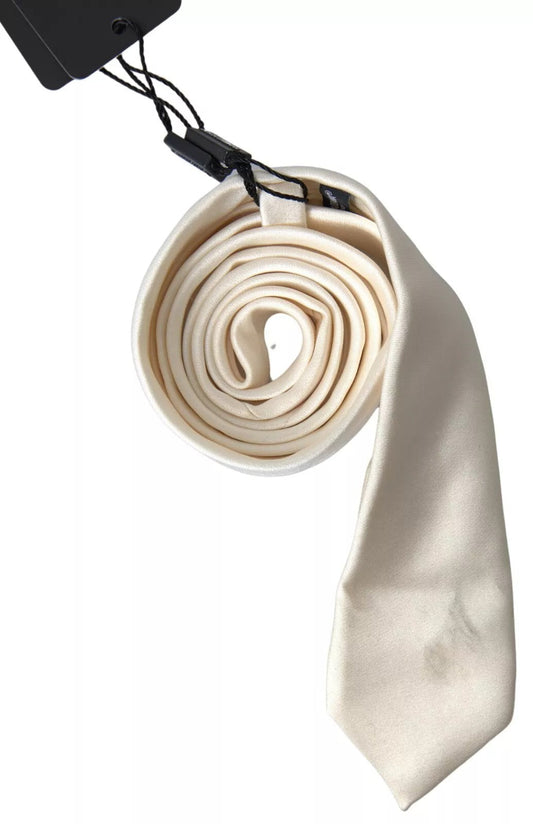 Dolce & Gabbana Off White Satin Silk Classic Men Men's Necktie (Pre-Owned)