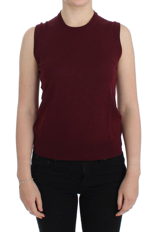Dolce & Gabbana Red Sleeveless Crewneck Vest Women's Pullover