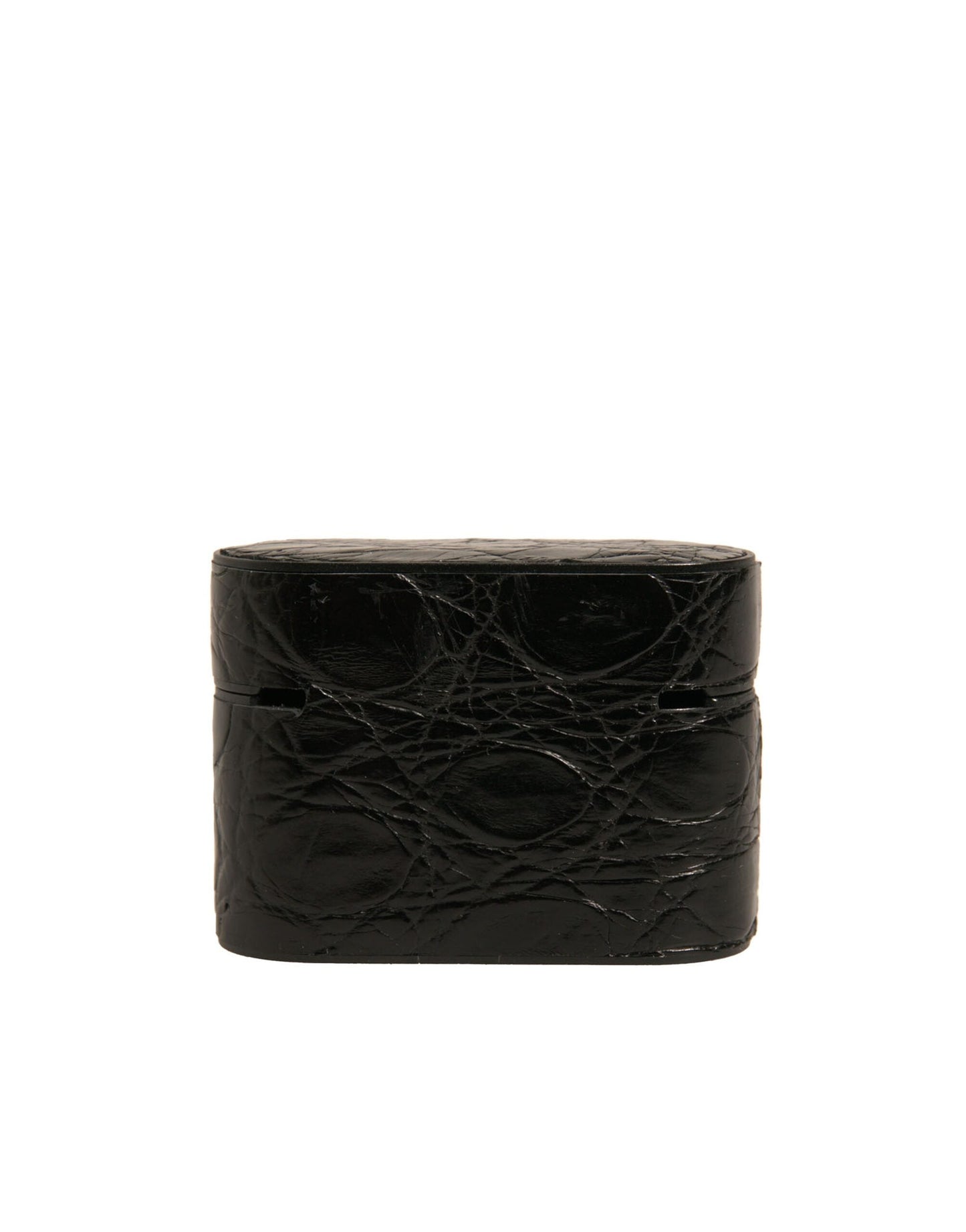 Dolce & Gabbana Black Leather Metal Logo Plaque Holder Airpods  Case