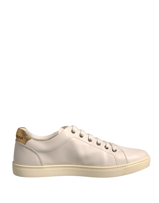 Dolce & Gabbana White Leather Heart Embellished Sneakers Men's Shoes (Pre-Owned)