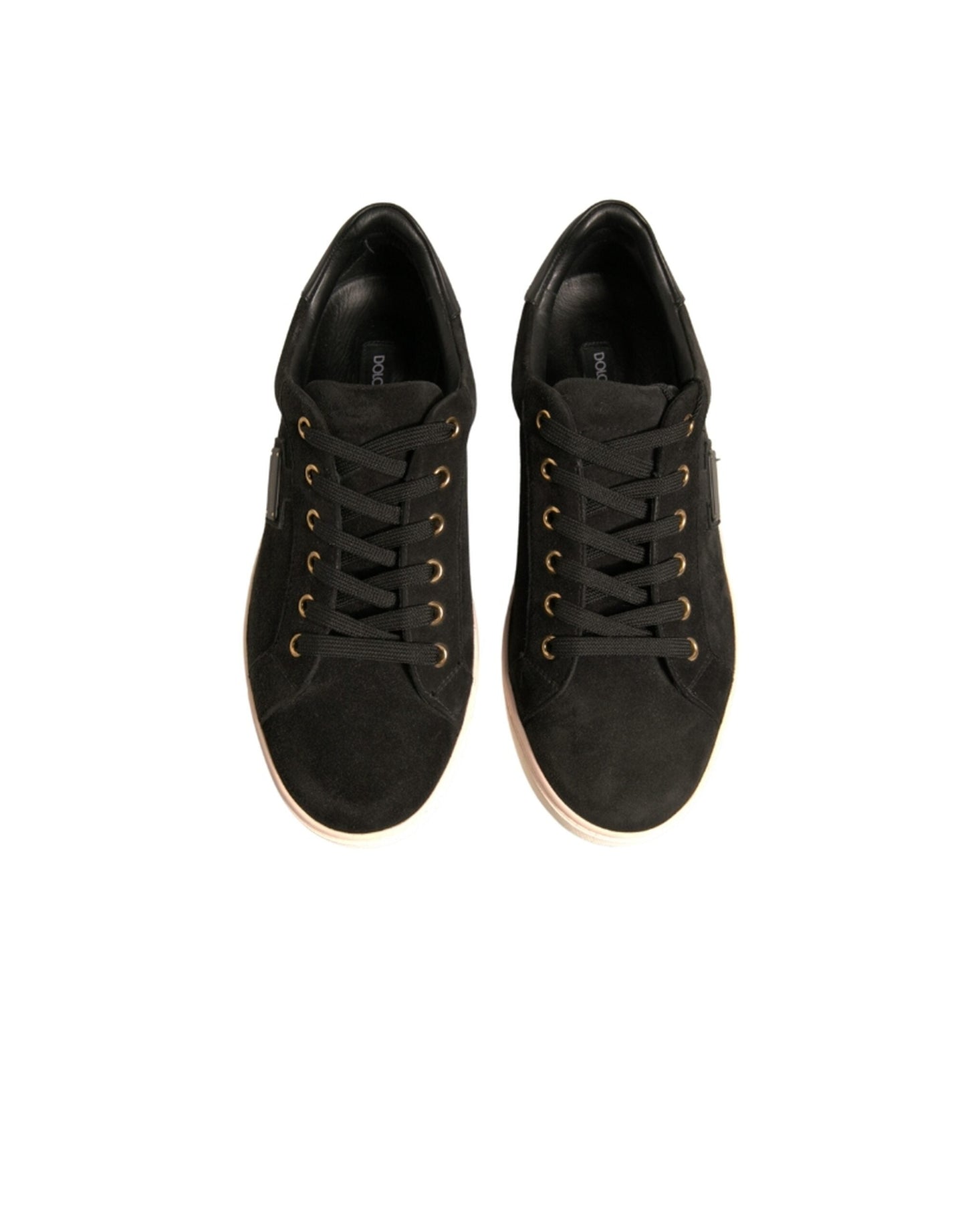 Dolce & Gabbana Black Logo Suede Leather Men Sneakers Men's Shoes (Pre-Owned)