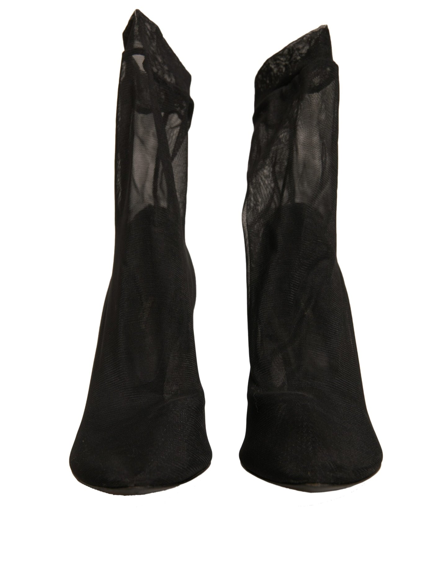 Dolce & Gabbana Black Silk Mesh Sock Style Heels Boots Women's Shoes (Pre-Owned)