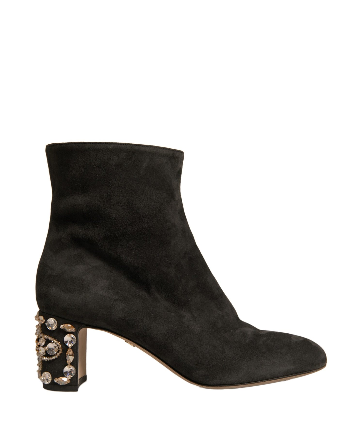 Dolce & Gabbana Black Embellished Heel Ankle Boots Women's Shoes