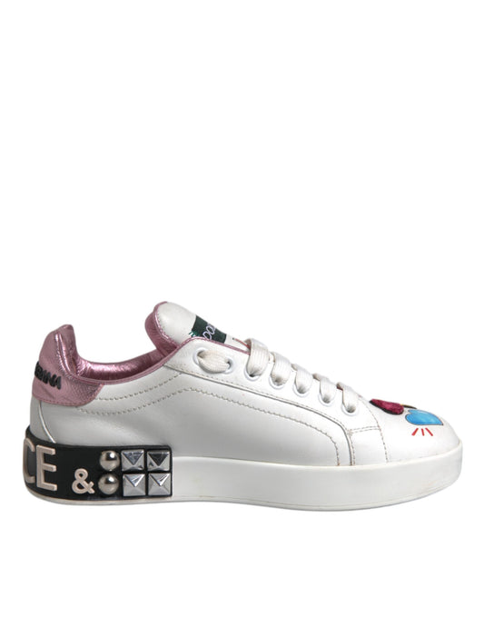 Dolce & Gabbana White Sequined Crystal Low Top Sneakers Women's Shoes (Pre-Owned)