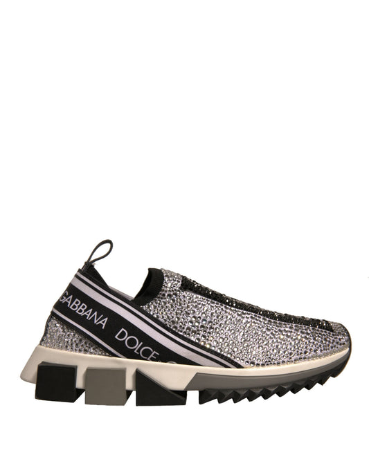 Dolce & Gabbana Silver Rhinestones Sorrento Sneakers Women's Shoes (Pre-Owned)