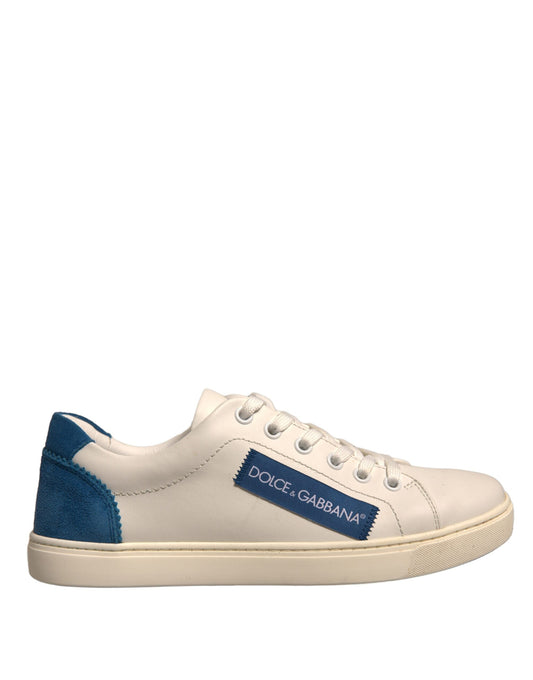 Dolce & Gabbana White Suede Leather Low Top Sneakers Women's Shoes (Pre-Owned)