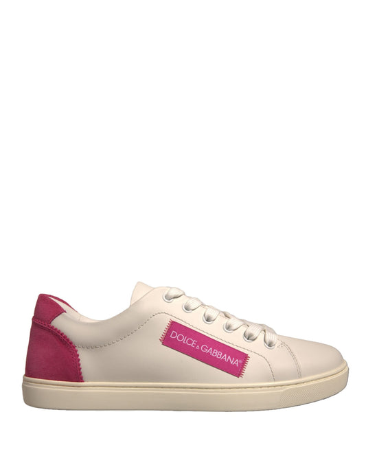 Dolce & Gabbana White Suede Leather Low Top Sneakers Women's Shoes