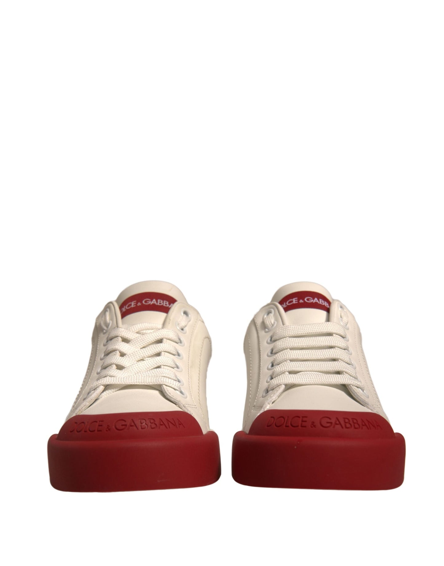 Dolce & Gabbana Shoes White Leather Logo Portofino Women's Sneakers