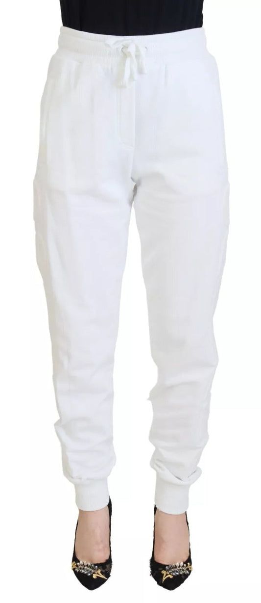 Dolce & Gabbana White Cotton Women SweatWomen's Trouser Women's Pants (Pre-Owned)