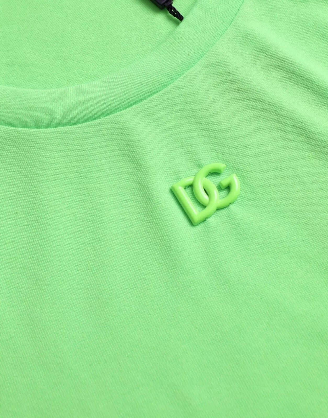 Dolce & Gabbana Green Embossed Logo Crew Neck Neon Men's T-shirt (Pre-Owned)