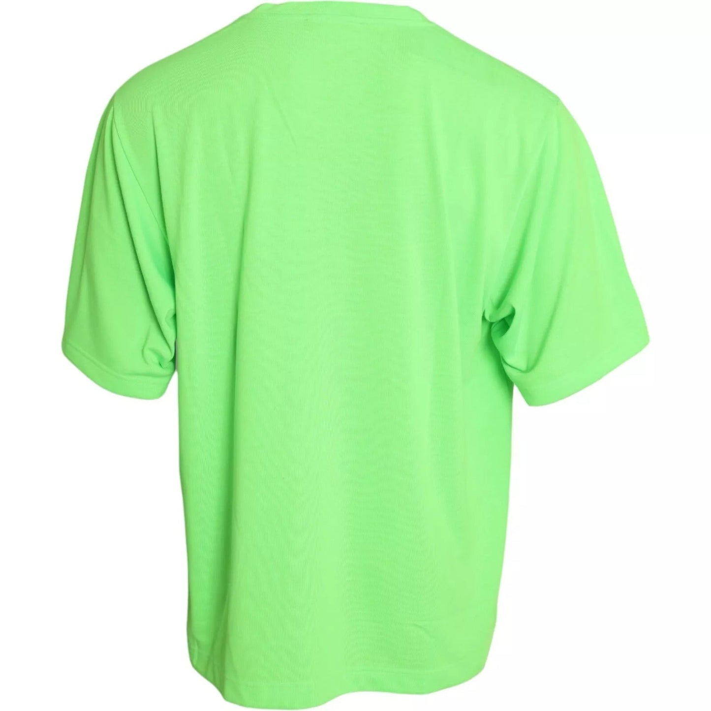 Dolce & Gabbana Green Embossed Logo Crew Neck Neon Men's T-shirt (Pre-Owned)
