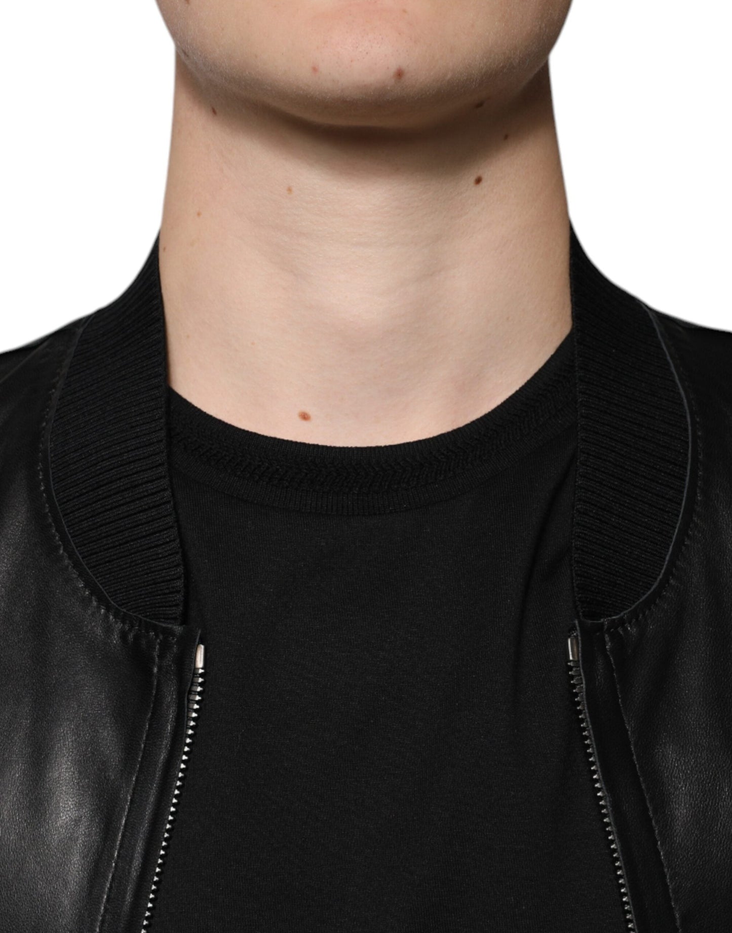 Dolce & Gabbana Black Lambskin Full Zip Biker Blouson Men's Jacket