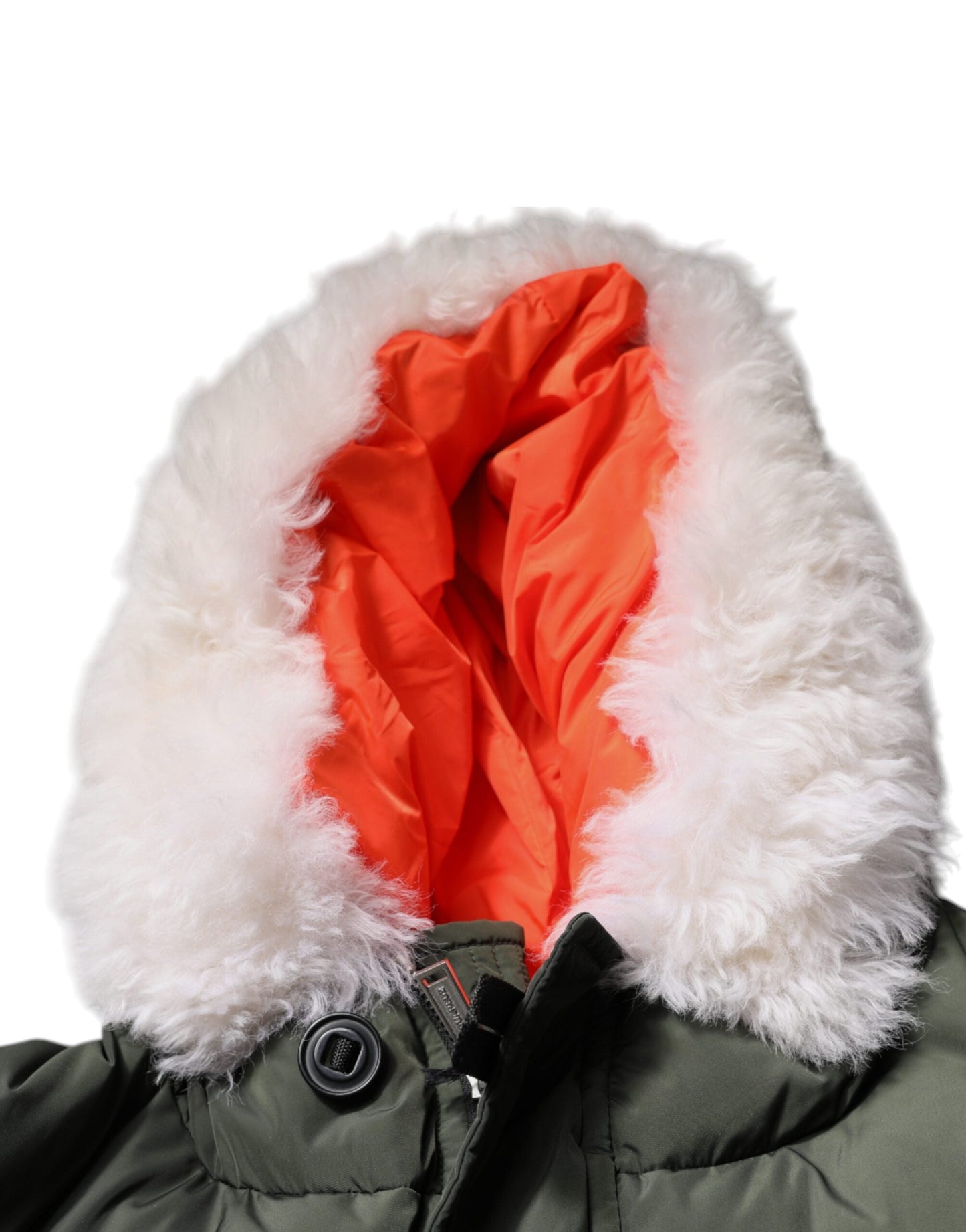 Dsquared�� Green Hooded Long Sleeves Fur Shearling Men's Jacket
