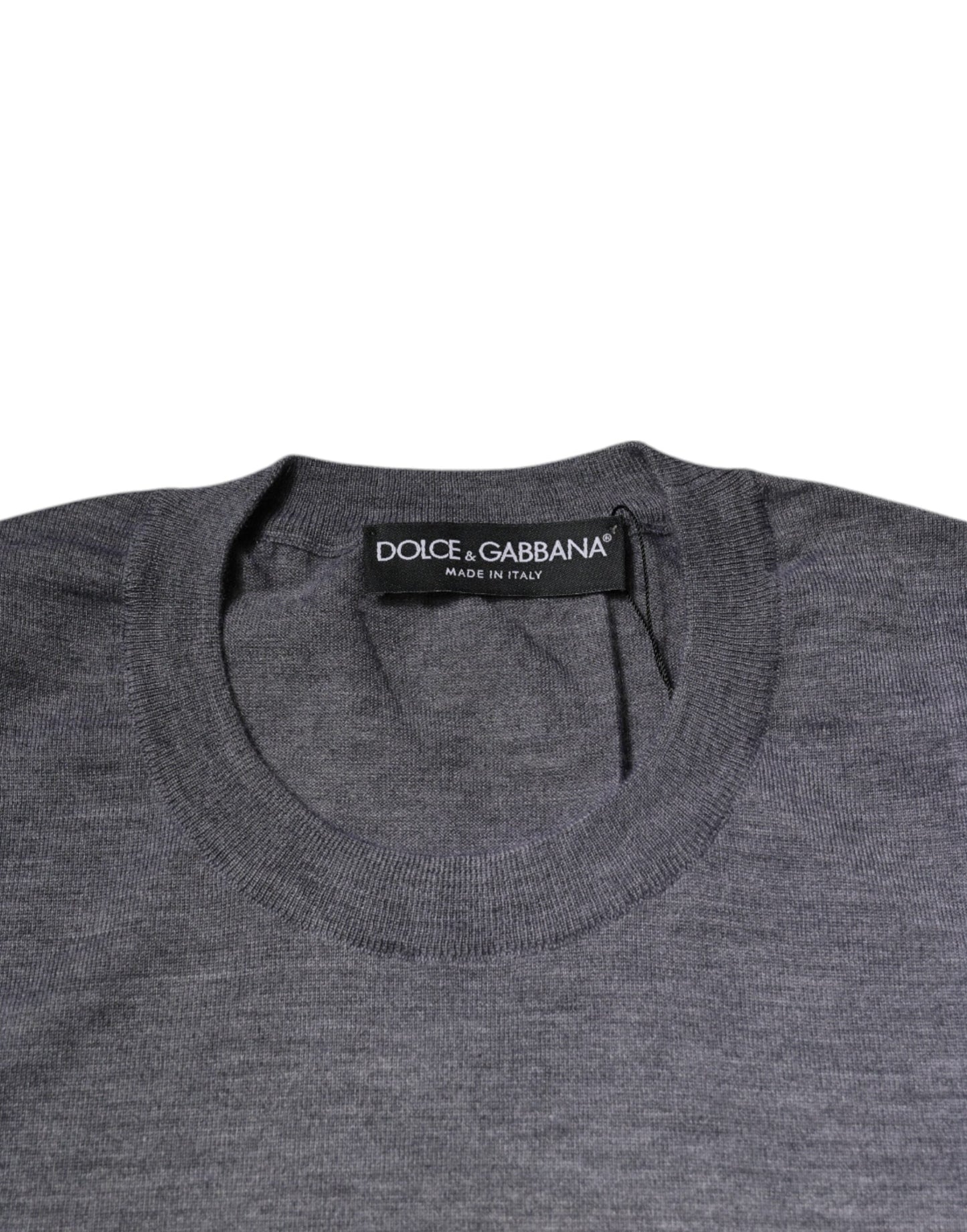 Dolce & Gabbana Gray Cashmere Crew Neck Pullover Men's Sweater (Pre-Owned)