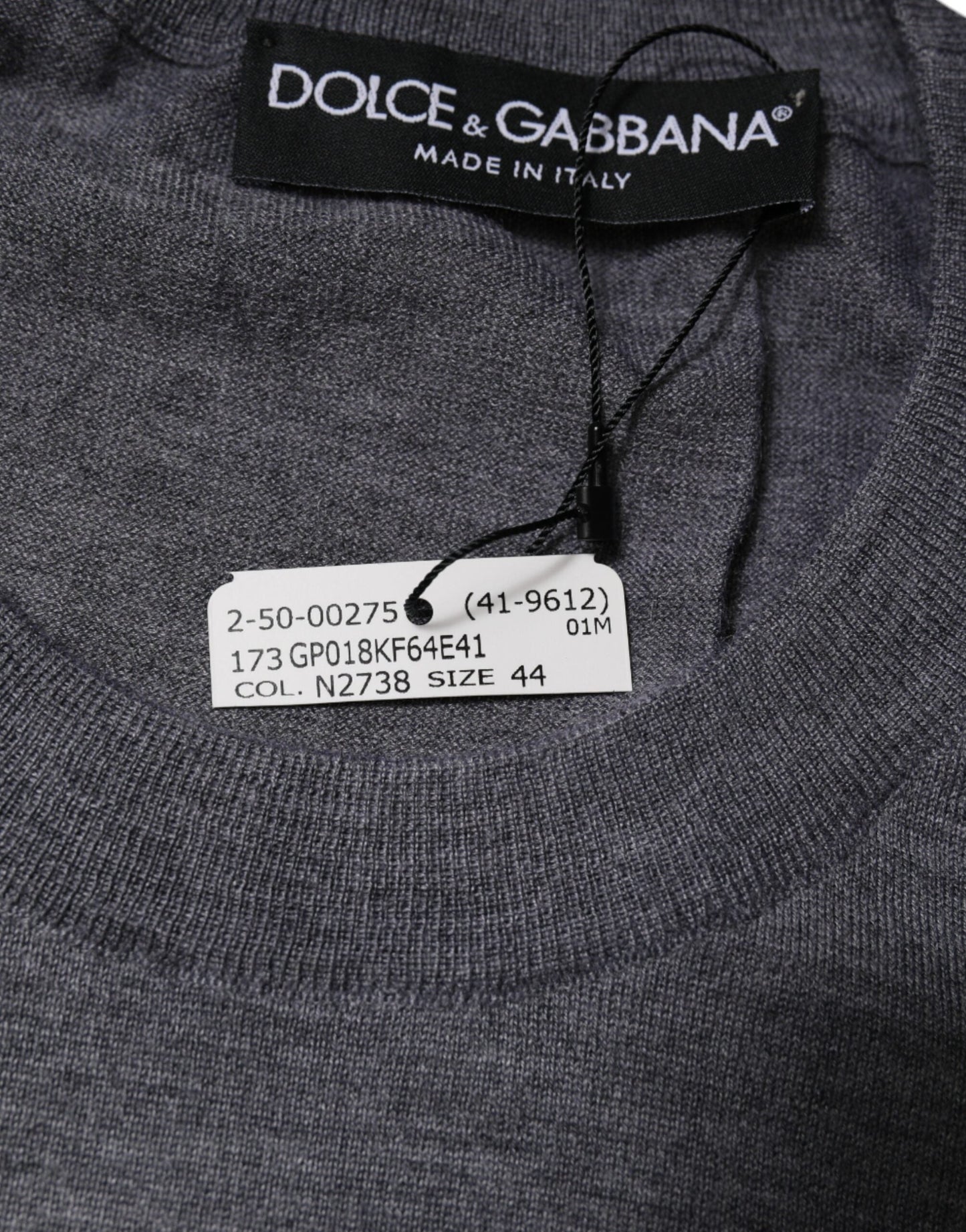 Dolce & Gabbana Gray Cashmere Crew Neck Pullover Men's Sweater (Pre-Owned)