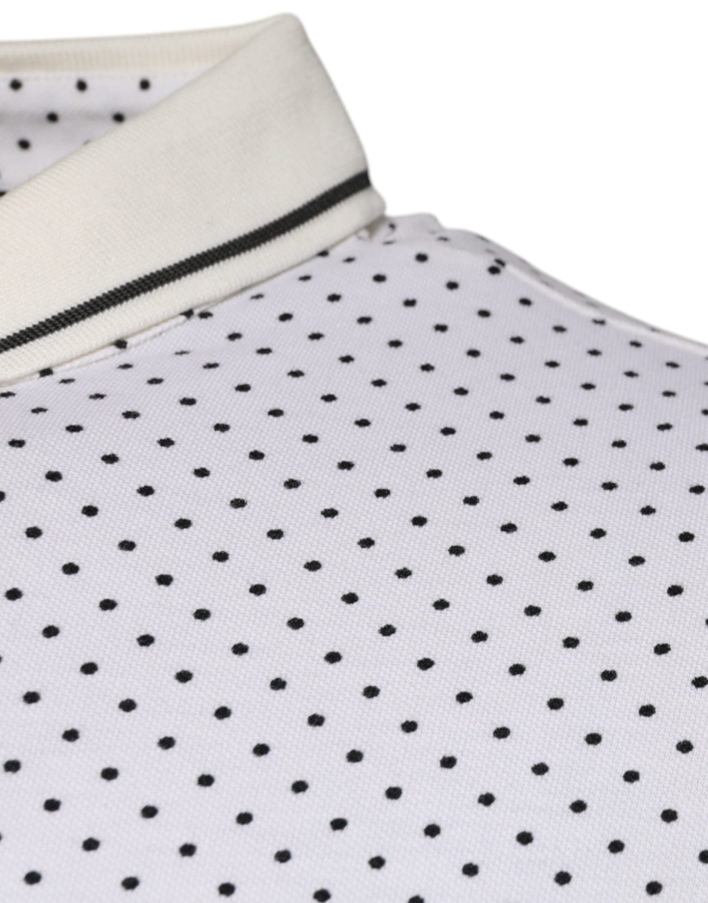 Dolce & Gabbana White Polka Dot Cotton Collared Polo Men's T-shirt (Pre-Owned)