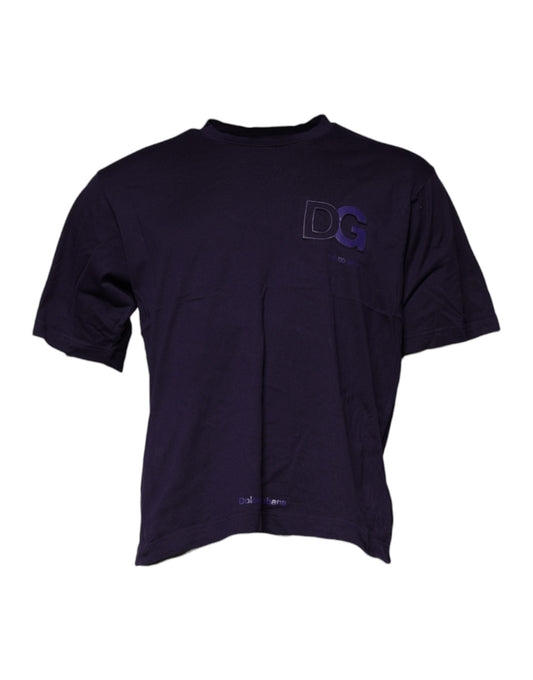 Dolce & Gabbana Purple DG Logo Cotton Crew Neck Men's T-shirt