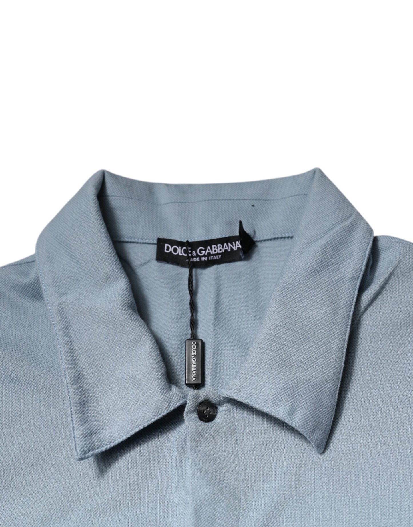 Dolce & Gabbana Blue Cotton Button Down Casual Men Polo Men's Shirt (Pre-Owned)