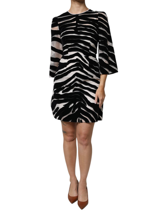Dolce & Gabbana Black White Zebra A-line Sheath Mini Women's Dress